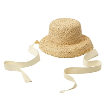Соломенная шляпа ручной работы для детей и девочек, дышащая пляжная кепка для улицы X90C
