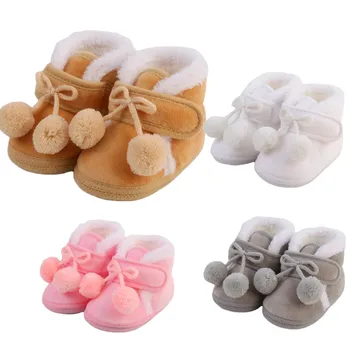 0-18 м Зимние Сладкие Зимние ботинки принцессы для новорожденных девочек, первые Ходунки, Обувь для девочек на мягкой подошве для малышей, Обувь для девочек
