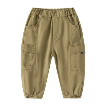 Однотонные леггинсы со средней посадкой и эластичным поясом для маленьких мальчиков, рабочие брюки для больших мальчиков, разминочные краски, гоночные спортивные штаны, брюки N7