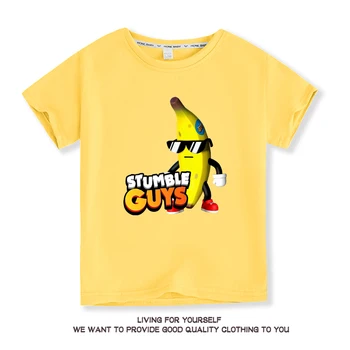 Футболки Stumble Guys Для девочек И мальчиков С Рисунком Банана, Повседневные топы в стиле Харадзюку, Модная детская одежда, Детские футболки с играми Stumble Guys