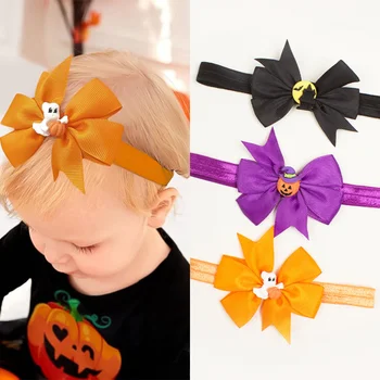 Детская повязка для волос на Хэллоуин, Пасхальная Тыква, Детская повязка для волос с бабочкой, Плетеная повязка, детские аксессуары для волос