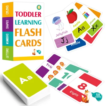 Флэш-карта для детей 2-4 лет, изучающих цвет, номер, форму, животных, Азбуку, Карточку с английским алфавитом