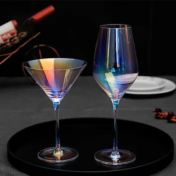 Красочный хрустальный бокал для вина, бокал для шампанского, Коктейльный бокал, Креативные легкие роскошные бокалы Бордо, Скошенный цветной кубок