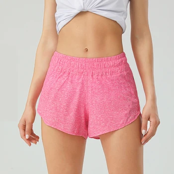 Женские трусы, быстросохнущие дышащие спортивные шорты Lulu, женские спортивные шорты для йоги со свободными боковыми карманами 2,5 дюйма, для фитнеса и бега