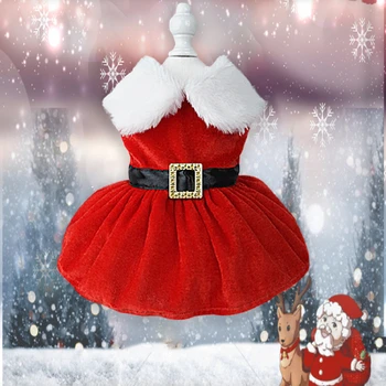 Рождественские платья для собак, одежда для маленьких собачек, летнее Рождественское платье для косплея кошки, нарядное платье принцессы для щенков Бишон Шпица