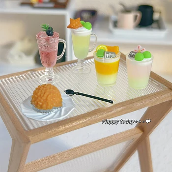 1шт Мебель для кукольного домика Мини-фруктовый Чайный напиток, модель коктейля, реквизит для сцены съемки