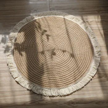 Льняной круглый коврик, ковры для декора гостиной, нескользящие ковры, впитывающие воду ковры для детской комнаты, ковры для спальни, современные коврики