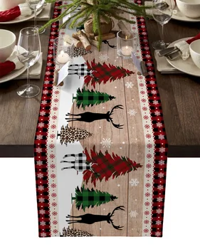 Рождественская Елка, настольная дорожка с силуэтом лося, Современное украшение для кухни, столовой, Настольная дорожка, Свадебный Праздничный декор, Скатерть для стола