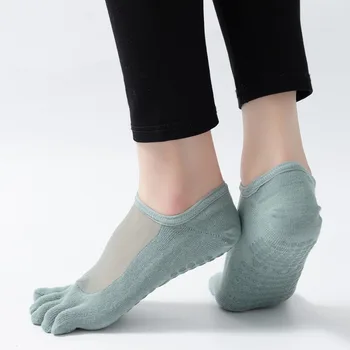 Женские нескользящие носки для йоги, дышащие носки для пилатеса с открытой спиной, носки для фитнеса, танцевальные балетные носки без пальцев, тапочки для йоги