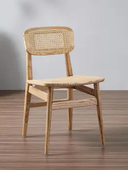 Спинка кресла из ротанга из массива дерева, балка для отдыха, современный стол, офисный дом, простой табурет для кафе, скандинавский обеденный стул